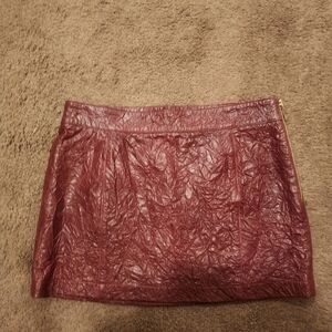 NWT Michael Kors Dark Red Leather Mini Skirt, Sz 6